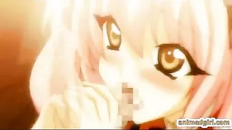 Hentai coed sucking stiff cock and swallowing cum in the train