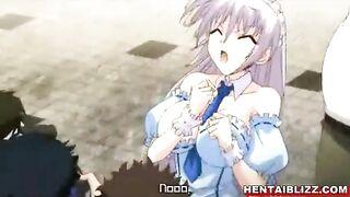 Busty Anime Hentai Posing in Public - Sexy Porn Video