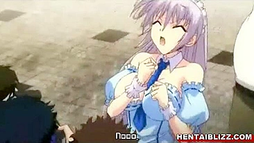 Busty Anime Hentai Posing in Public - Sexy Porn Video