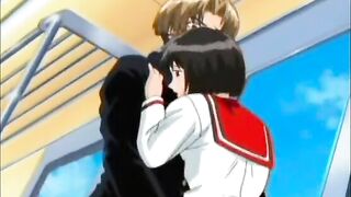 Cute Anime Coed Rubs Her Hard Nipples and Gets Fucked