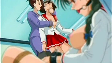 Big Breasted Anime Schoolgirl Pinches Her Nipples - Hentai Porn Video