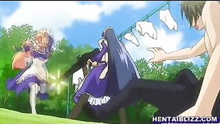 Bigboobs hentai maid handjob and riding stiff cock, anime - Watch now!