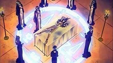 Chained hentai gets squeezed by shemale anime, titty fingering