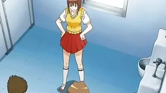 Hentai Coed Sucking Stiff Dick and Swallowing Cum in the Toilet