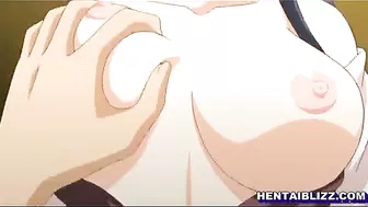 Schoolgirl hentai with big tits and wet pussy poking, anime coed