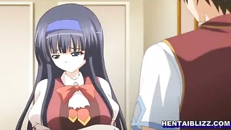 Schoolgirl hentai with big tits and wet pussy poking, anime coed
