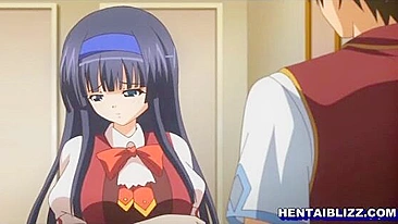 Schoolgirl hentai with big tits and wet pussy poking, anime coed