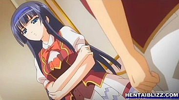 Schoolgirl hentai with big tits and wet pussy poking, anime coed