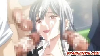 Hentai Coed Gangbanged and Facial Cumshot in the Train
