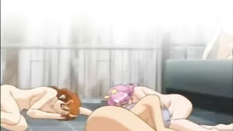 Chained hentai girls get whipped and fucked by pervert guy