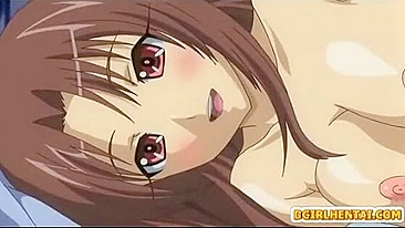 Busty hentai hot riding dick and facial cumshot, anime