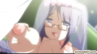 Bondage hentai with a muzzle watching her friend getting fucked on the train