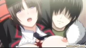 Bondage hentai with a muzzle watching her friend getting fucked on the train Bondage hentai with a muzzle watching her friend getting fucked on the train