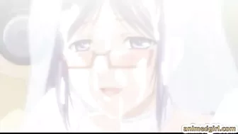 Bondage hentai with a muzzle watching her friend getting fucked on the train