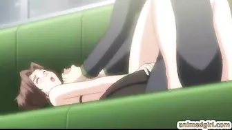 Bondage hentai with a muzzle watching her friend getting fucked on the train