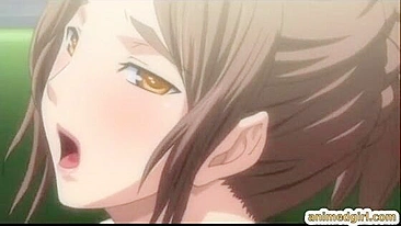 Bondage hentai with a muzzle watching her friend getting fucked on the train