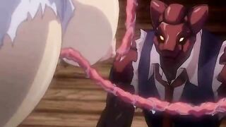 Pregnant hentai with bigboobs gets drilled by red tentacles in anime