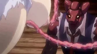 Pregnant hentai with bigboobs gets drilled by red tentacles in anime
