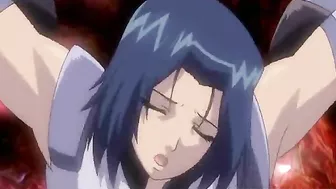 Pregnant hentai with bigboobs gets drilled by red tentacles in anime