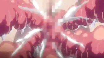 Pregnant hentai with bigboobs gets drilled by red tentacles in anime