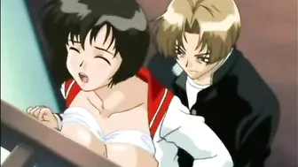 Coed busty hentai cutie gets fingered and anal fucked, Coed, Fingered