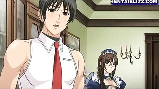 Hentai Maid with Big Tits Share Two Dicks for Intense Anal Sex