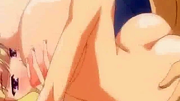 Anime Lesbian Sex at Library - Two Girls Pleasure Each other with a Giant Dildo