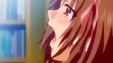 Anime Lesbian Sex at Library - Two Girls Pleasure Each other with a Giant Dildo