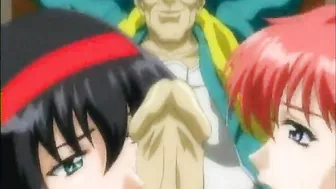 Two Hentai Co-Eds Sucking Ghetto Pervert's Big Cock