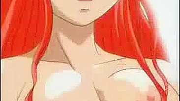 Redhead Hentai Gets Tittyfucked with Dildoed Ass and Pussy