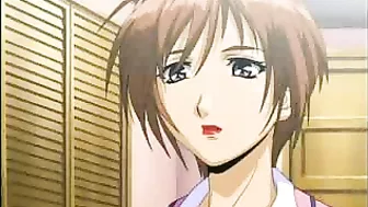 Hentai coedes as her friend gets assfucked by a pervy guy