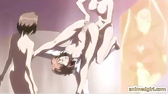 Three-way Bondage Threesome with Wet Pussy Fingered by Hentai