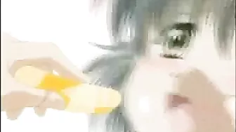 Hentai maid get slutty with a slippery banana in her soaking wet pussy!