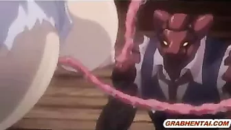 Monstrous Tentacle Fucking of Pregnant Hentai Coed