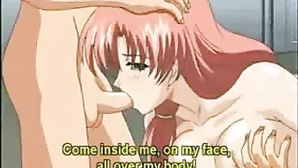 Unleash Your Fantasies with this Exciting Hentai Video featuring a Redhead with Enormous Tits Group Fucked Hard by Three Guys