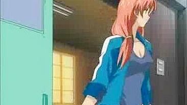 Unleash Your Fantasies with this Exciting Hentai Video featuring a Redhead with Enormous Tits Group Fucked Hard by Three Guys
