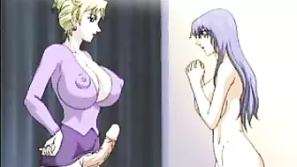 Shemale hentai with big boobs and a busty anime character get off on each other's cocks in this steamy porn video.
