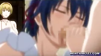 Busty Hentai Maids in Group Oral Sex and Facial Cumshot