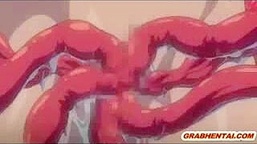 Tentacle-Drilling Porn Video Featuring Pregnant Hentai with Massive Boobs