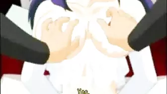 Bound and Blindfolded Hentai Bride Gets Double-teamed by Bondage Anime Cocks