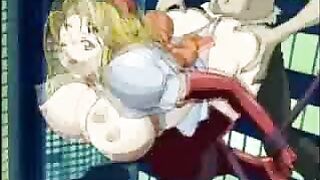 Tentacle Monster Bat Drills Hentai Porn Star's Huge Boobs and All Holes