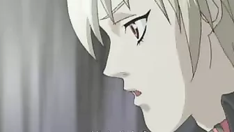 Bound and ready for action, this kinky hentai slave receives a double dose of pleasure from her shemale lover.