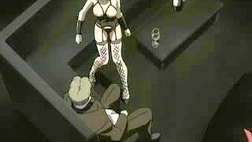 Bound and ready for action, this kinky hentai slave receives a double dose of pleasure from her shemale lover.