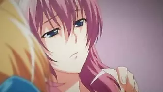 Busty Anime Hentai Girl Gets Hard Fucked Wet Pussy by Shemale in Front of Friend