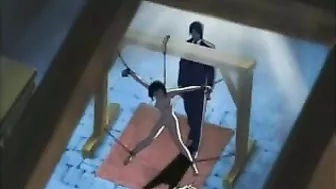 Bound Hentai beauty enjoys intimate touching and teasing