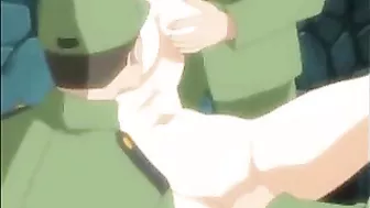 Hardcore Gangbang with Soldiers in Hentai Video