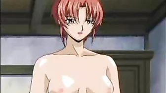 as our seductive hentai redhead with luscious breasts introduces this eager young man to the pleasures of pussy for the first time.