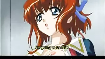 Public Train Bukkake with Busty Hentai Coed