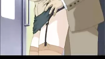 Public Train Bukkake with Busty Hentai Coed