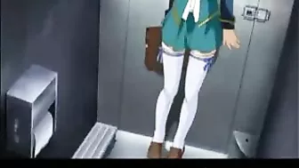 Public Train Bukkake with Busty Hentai Coed